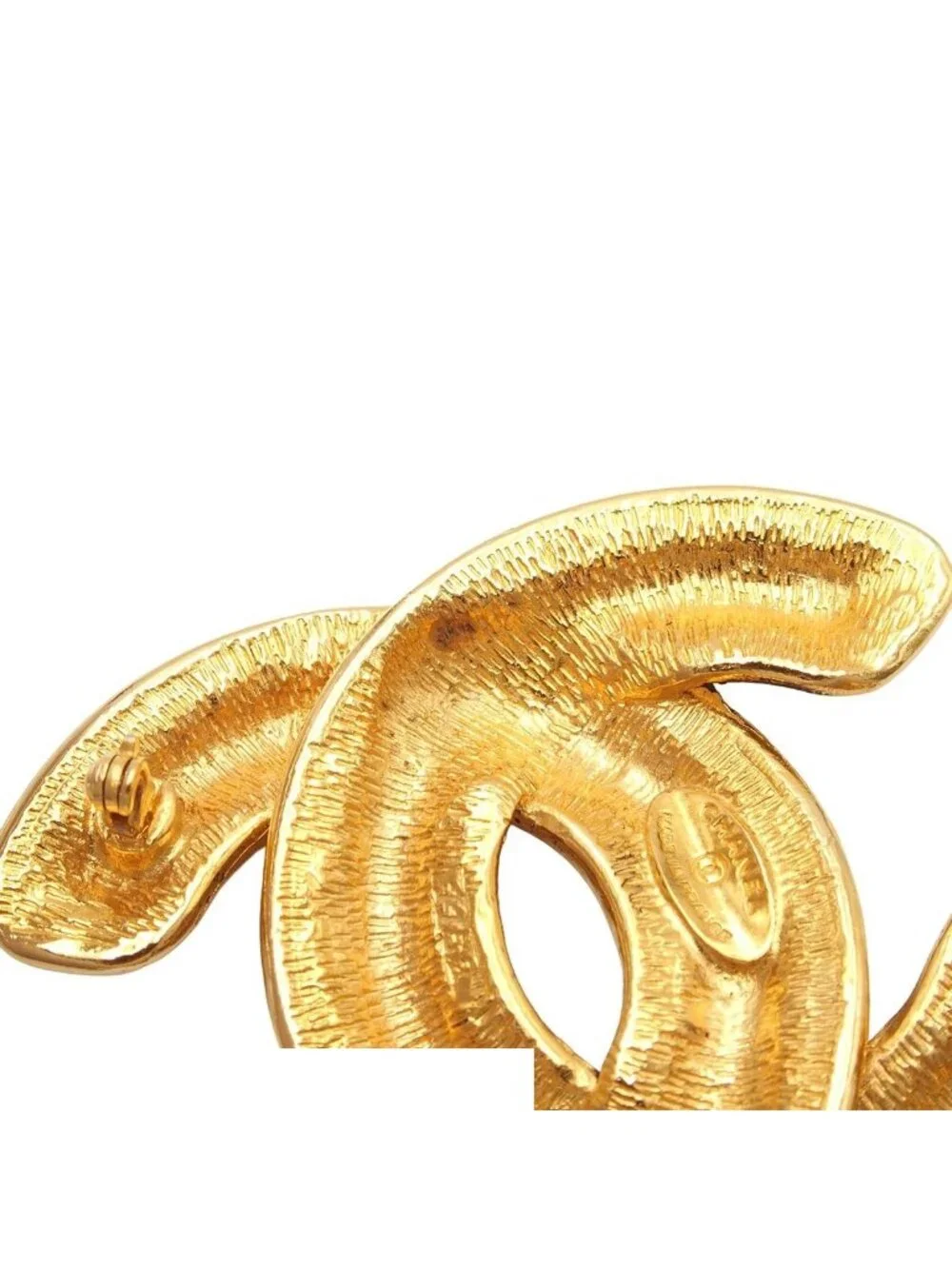 Chanel Brooch CC Logo Gold Metal Vintage